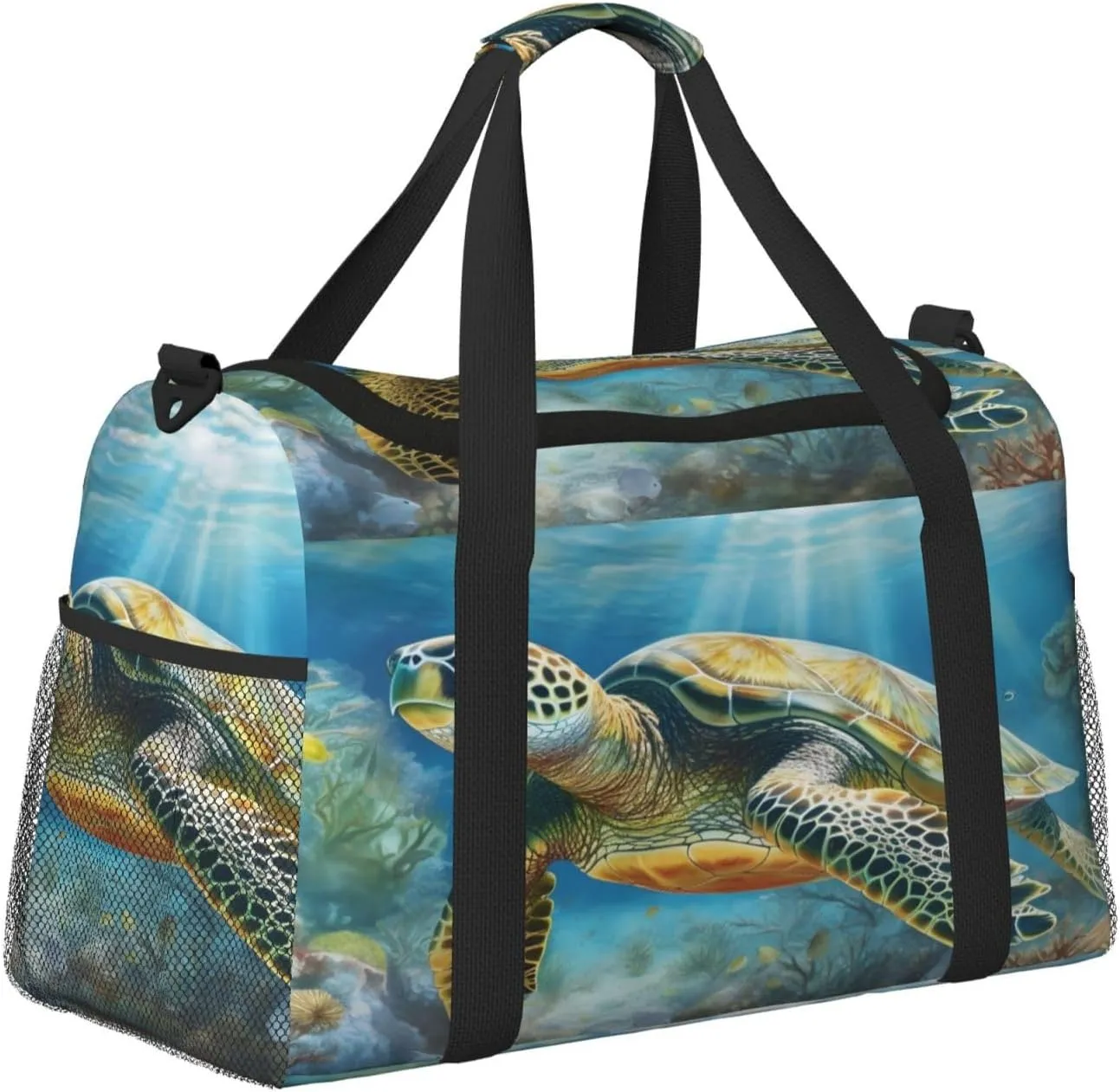 Travel Duffel Bag For Men Women, Sea Tortoise Turtle Carry On Sport Gym Bag With Shoulder Strap Lightweight Waterproof Weekender Bag Overnight Bag