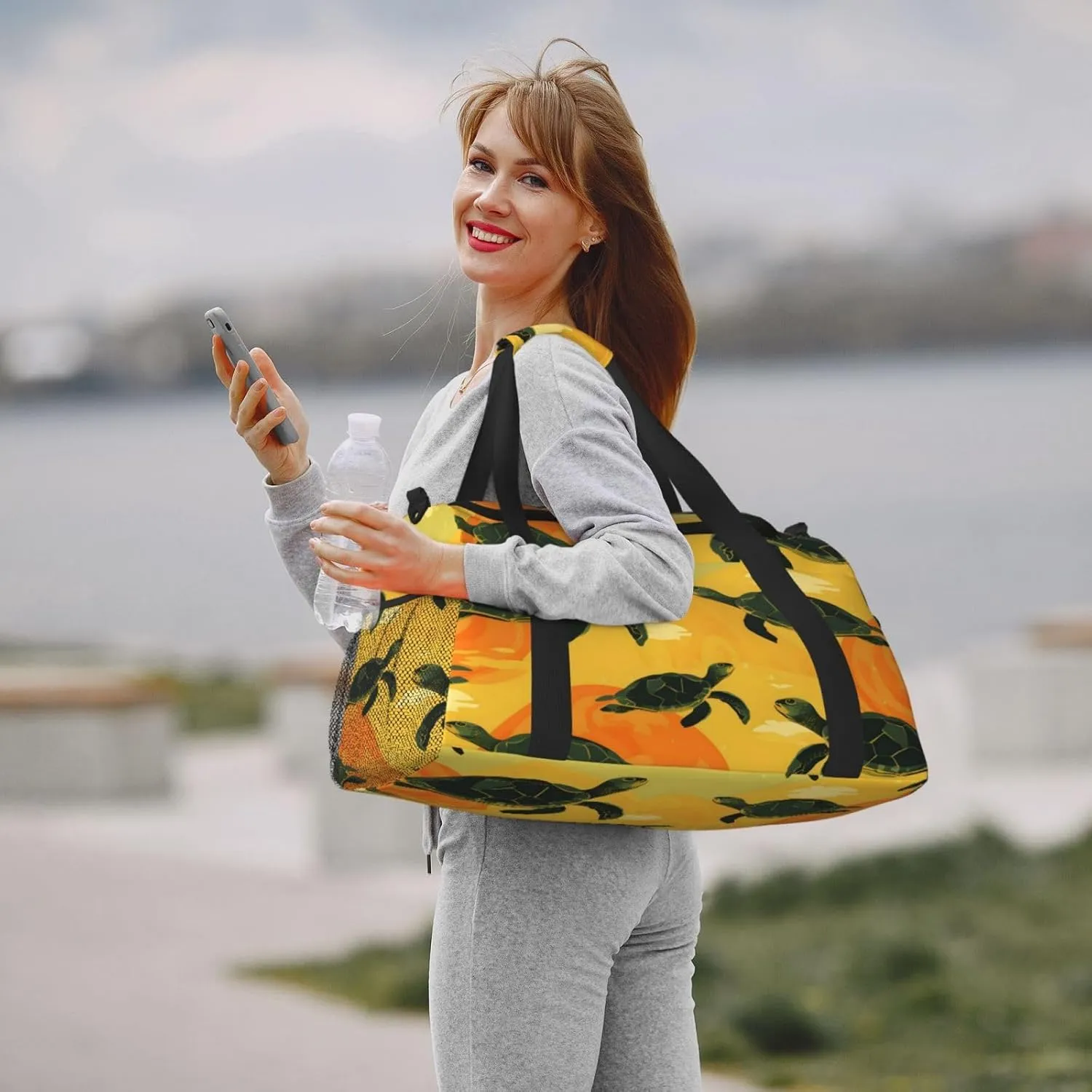 Travel Duffel Bag For Men Women, Sea Turtle Pattern Carry On Sport Gym Bag With Shoulder Strap Lightweight Waterproof Weekender Bag Overnight Bag