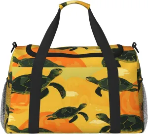 Travel Duffel Bag For Men Women, Sea Turtle Pattern Carry On Sport Gym Bag With Shoulder Strap Lightweight Waterproof Weekender Bag Overnight Bag