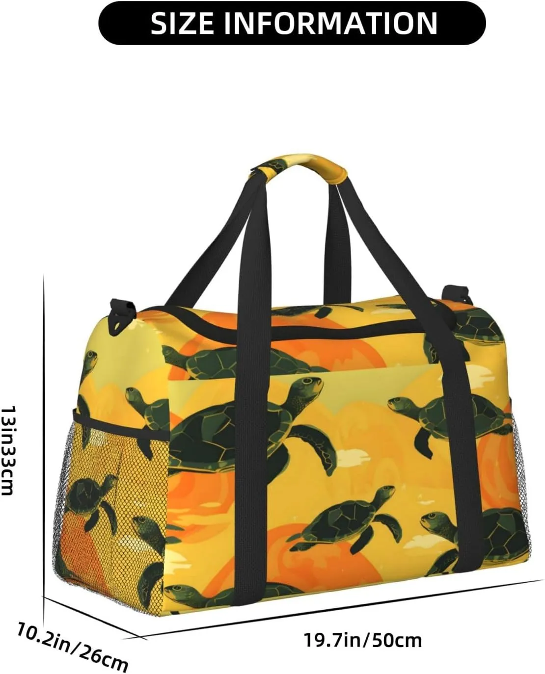 Travel Duffel Bag For Men Women, Sea Turtle Pattern Carry On Sport Gym Bag With Shoulder Strap Lightweight Waterproof Weekender Bag Overnight Bag