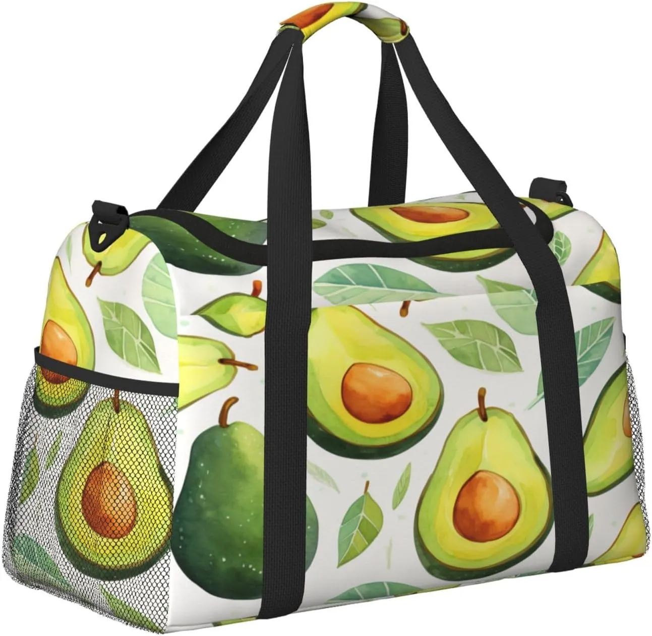 Travel Duffel Bag For Men Women, Tropical_Fruit Avocado Pattern Carry On Sport Gym Bag With Shoulder Strap Lightweight Waterproof Weekender Bag Overnight Bag