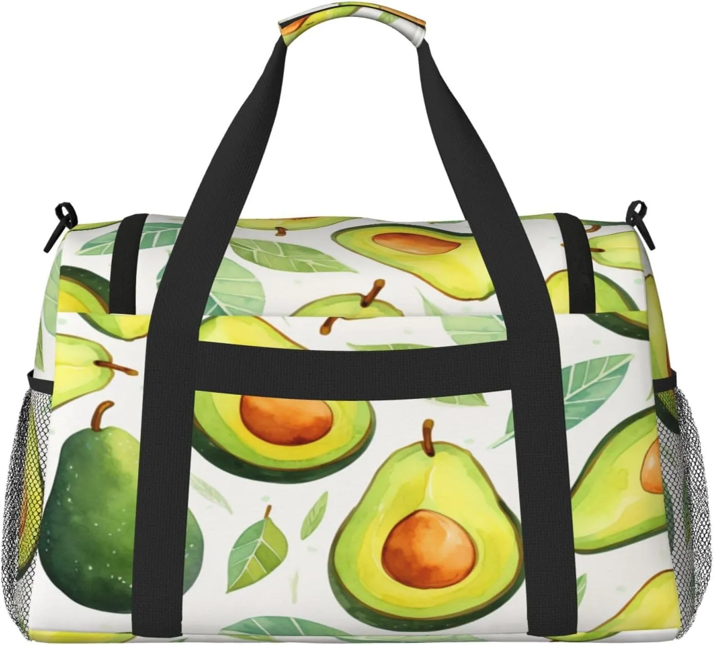 Travel Duffel Bag For Men Women, Tropical_Fruit Avocado Pattern Carry On Sport Gym Bag With Shoulder Strap Lightweight Waterproof Weekender Bag Overnight Bag