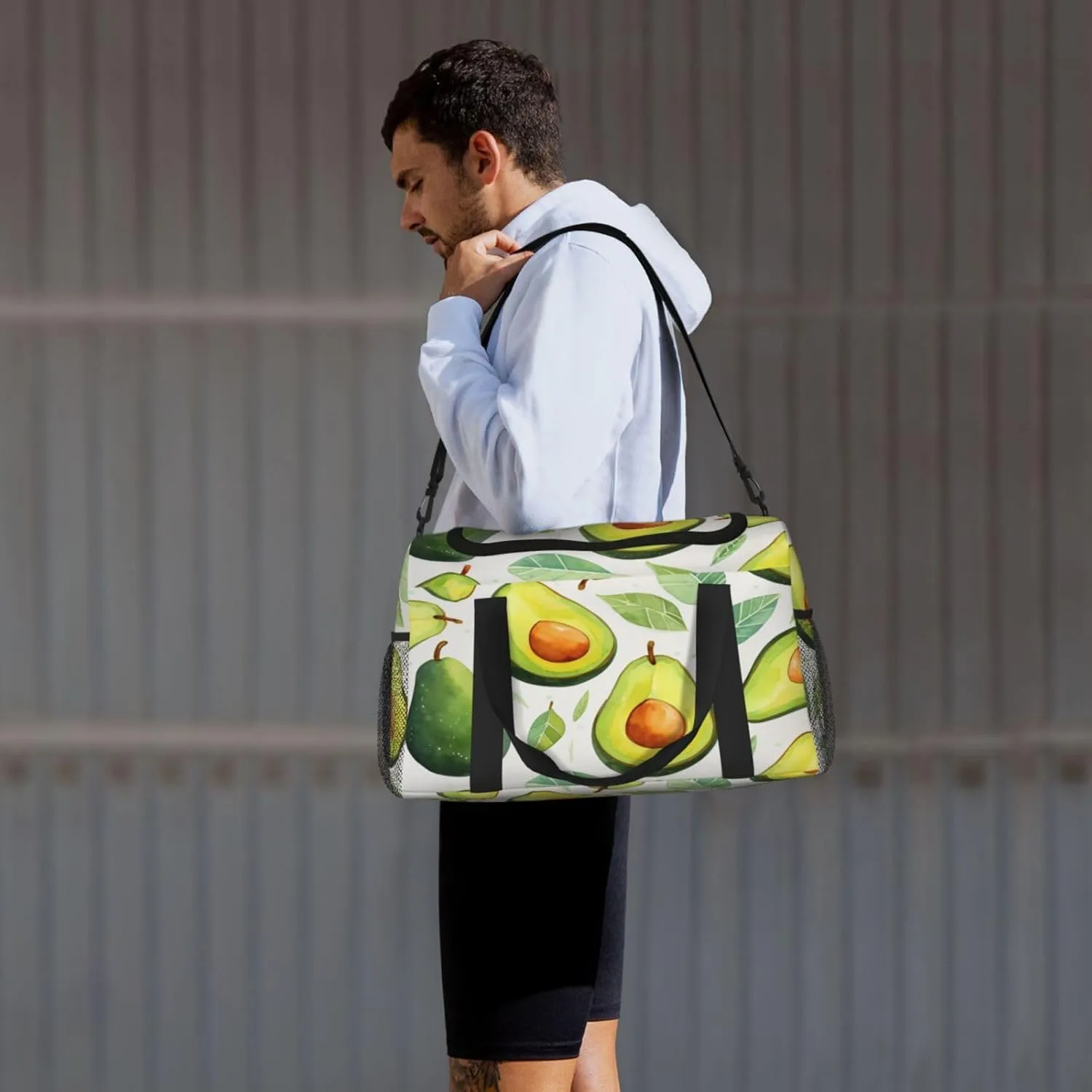Travel Duffel Bag For Men Women, Tropical_Fruit Avocado Pattern Carry On Sport Gym Bag With Shoulder Strap Lightweight Waterproof Weekender Bag Overnight Bag