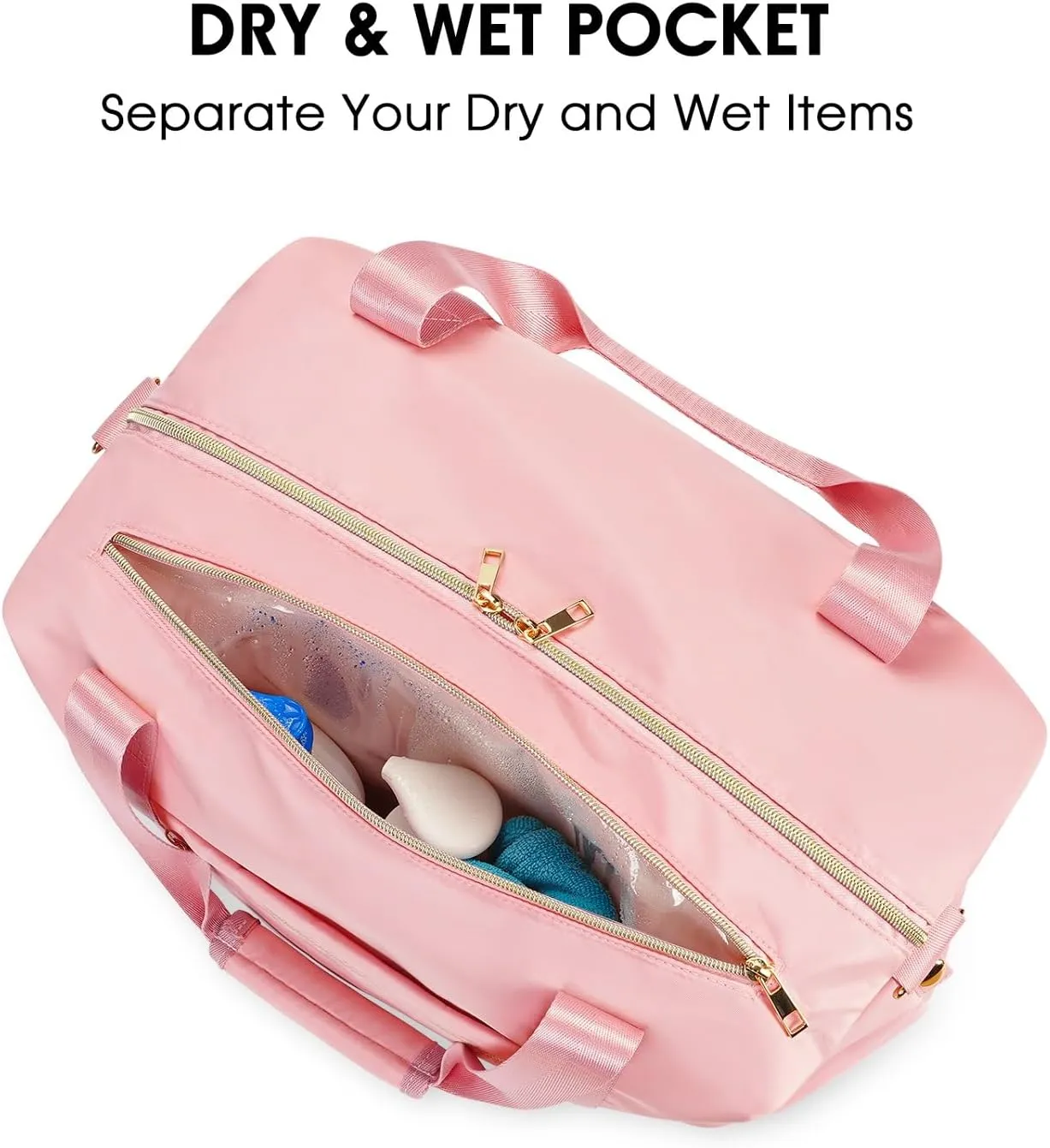 Travel Duffel Bag, For Spirit Airlines Personal Item Bag 18x14x8 Weekender Overnight Bag with TSA Approved Quart Size Bag & Shoes Bag, Underseat Carry-on Luggage for Women (Pink)