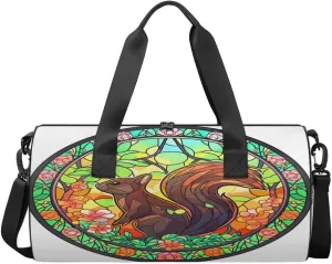 Travel Duffel Bag Glass Squirrel Sports Gym Bag for Womens Mens, Waterproof Weekend Overnight Bag Lightweight Carry on Bag for Airplanes Yoga Dance Beach Swim Hospital Holdalls,A-997