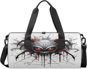 Travel Duffel Bag Halloween Skull Spider Sports Gym Bag for Womens Mens, Waterproof Weekend Overnight Bag Lightweight Carry on Bag for Airplanes Yoga Dance Beach Swim Hospital Holdalls,A-1053