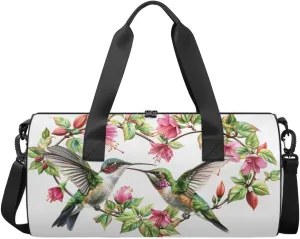 Travel Duffel Bag Heart Hummingbird Sports Gym Bag for Womens Mens, Waterproof Weekend Overnight Bag Lightweight Carry on Bag for Airplanes Yoga Dance Beach Swim Hospital Holdalls,A-2254