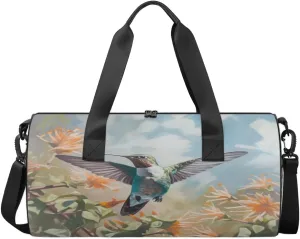 Travel Duffel Bag Hummingbird Floral Prints Sports Gym Bag for Womens Mens, Waterproof Weekend Overnight Bag Lightweight Carry on Bag for Airplanes Yoga Dance Beach Swim Hospital Holdalls,A-586