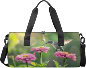 Travel Duffel Bag Hummingbird Floral Sports Gym Bag for Womens Mens, Waterproof Weekend Overnight Bag Lightweight Carry on Bag for Airplanes Yoga Dance Beach Swim Hospital Holdalls,A-2272