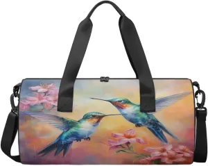 Travel Duffel Bag Hummingbird Flower Sports Gym Bag for Womens Mens, Waterproof Weekend Overnight Bag Lightweight Carry on Bag for Airplanes Yoga Dance Beach Swim Hospital Holdalls,A-615