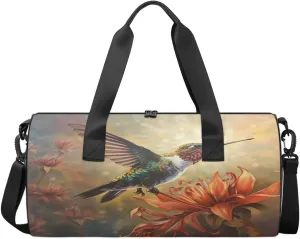 Travel Duffel Bag Hummingbird Sports Gym Bag for Womens Mens, Waterproof Weekend Overnight Bag Lightweight Carry on Bag for Airplanes Yoga Dance Beach Swim Hospital Holdalls,A-651