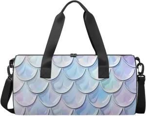 Travel Duffel Bag Mermaid Scales Sports Gym Bag for Womens Mens, Waterproof Weekend Overnight Bag Lightweight Carry on Bag for Airplanes Yoga Dance Beach Swim Hospital Holdalls,A-1293