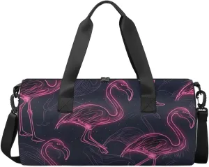 Travel Duffel Bag Neon Flamingo Sports Gym Bag for Womens Mens, Waterproof Weekend Overnight Bag Lightweight Carry on Bag for Airplanes Yoga Dance Beach Swim Hospital Holdalls,A-1310