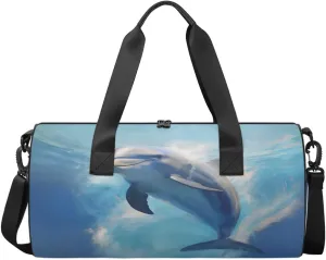 Travel Duffel Bag Ocean Dolphin Sports Gym Bag for Womens Mens, Waterproof Weekend Overnight Bag Lightweight Carry on Bag for Airplanes Yoga Dance Beach Swim Hospital Holdalls,A-320