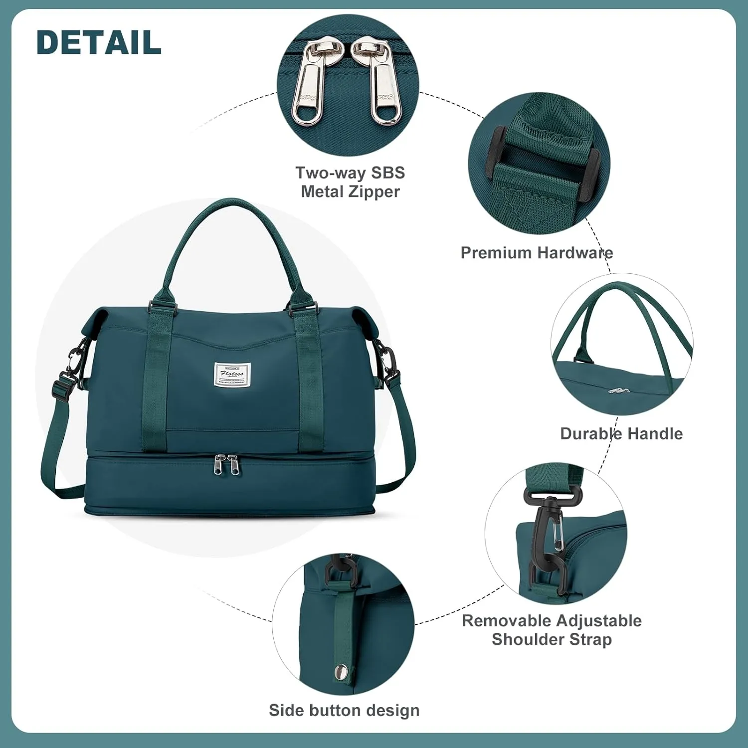 Travel Duffel Bag, Sports Tote Gym Bag, Shoulder Weekender Overnight Bag for Women