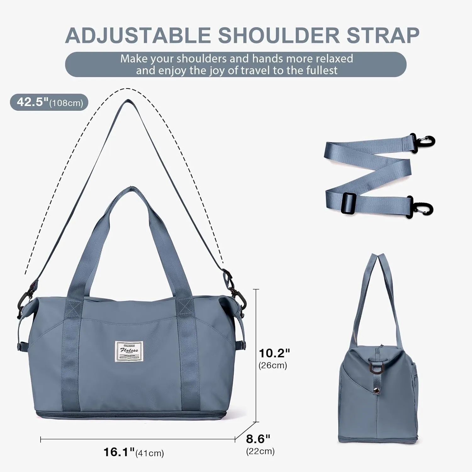 Travel Duffel Bag, Sports Tote Gym Bag, Shoulder Weekender Overnight Bag for Women