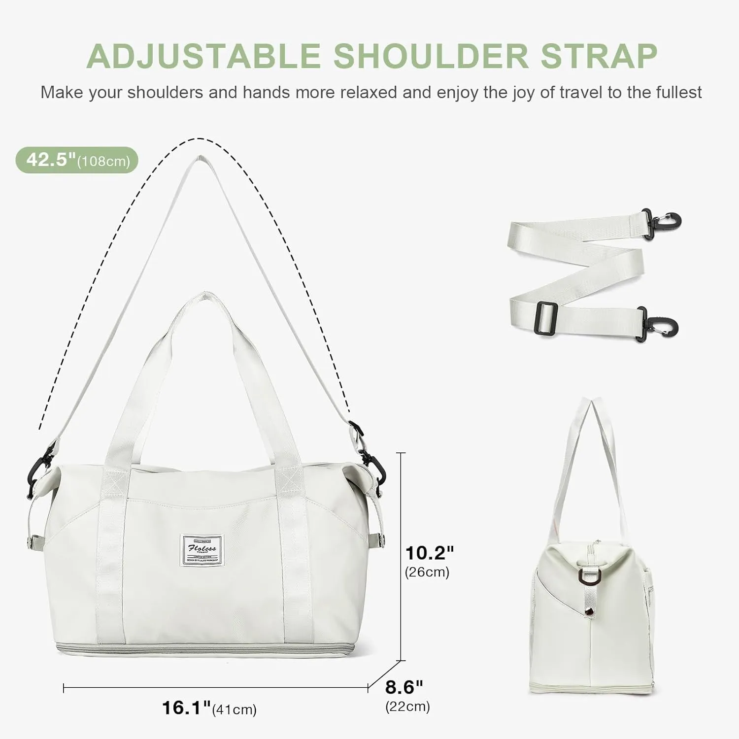 Travel Duffel Bag, Sports Tote Gym Bag, Shoulder Weekender Overnight Bag for Women