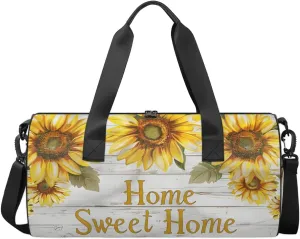 Travel Duffel Bag Sunflowers Wood Sports Gym Bag for Womens Mens, Waterproof Weekend Overnight Bag Lightweight Carry on Bag for Airplanes Yoga Dance Beach Swim Hospital Holdalls,A-1533