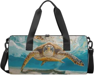 Travel Duffel Bag Turtle Ocean Sports Gym Bag for Womens Mens, Waterproof Weekend Overnight Bags Lightweight Carry on Bags for Airplanes Yoga Dance Beach Swim Hospital Holdalls,A-1610
