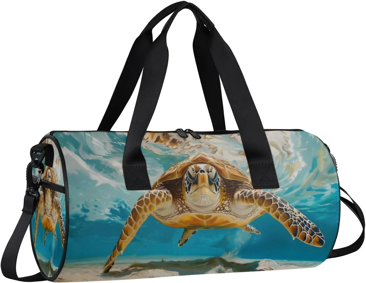 Travel Duffel Bag Turtle Ocean Sports Gym Bag for Womens Mens, Waterproof Weekend Overnight Bags Lightweight Carry on Bags for Airplanes Yoga Dance Beach Swim Hospital Holdalls,A-1610