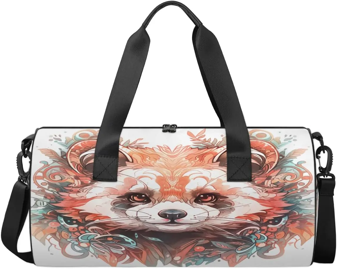 Travel Duffel Bag Watercolor Raccoon Sports Gym Bag for Womens Mens, Waterproof Weekend Overnight Bag Lightweight Carry on Bag for Airplanes Yoga Dance Beach Swim Hospital Holdalls,A-85