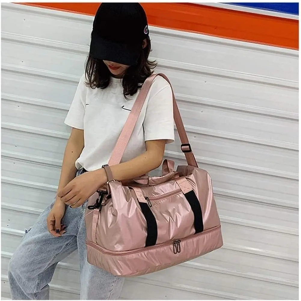 Travel Duffel Bag, Waterproof Gym Bag Weekender Bag for Sports Gym Bag for Women (Pink 46 x 30 x 24 cm)