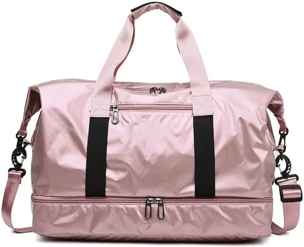 Travel Duffel Bag, Waterproof Gym Bag Weekender Bag for Sports Gym Bag for Women (Pink 46 x 30 x 24 cm)
