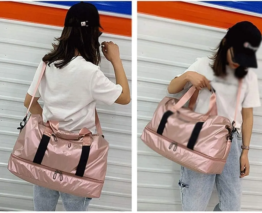 Travel Duffel Bag, Waterproof Gym Bag Weekender Bag for Sports Gym Bag for Women (Pink 46 x 30 x 24 cm)