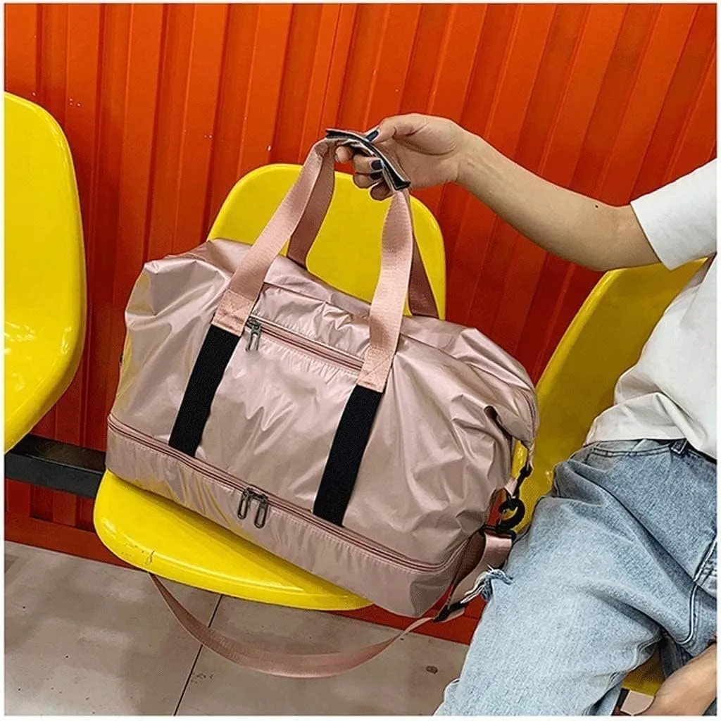 Travel Duffel Bag, Waterproof Gym Bag Weekender Bag for Sports Gym Bag for Women (Pink 46 x 30 x 24 cm)