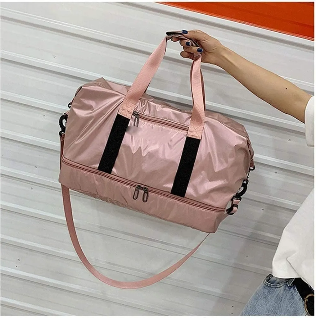 Travel Duffel Bag, Waterproof Gym Bag Weekender Bag for Sports Gym Bag for Women (Pink 46 x 30 x 24 cm)