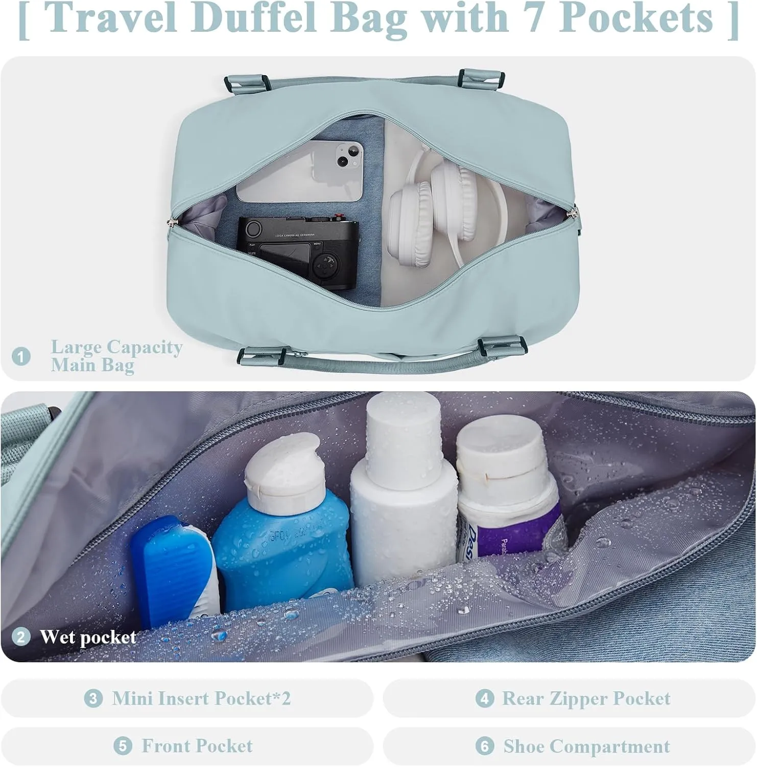 Travel Duffel Bag with Shoes Compartment, Overnight Weekender Bags for Women,Carry on Personal Item Bag，Extra Large