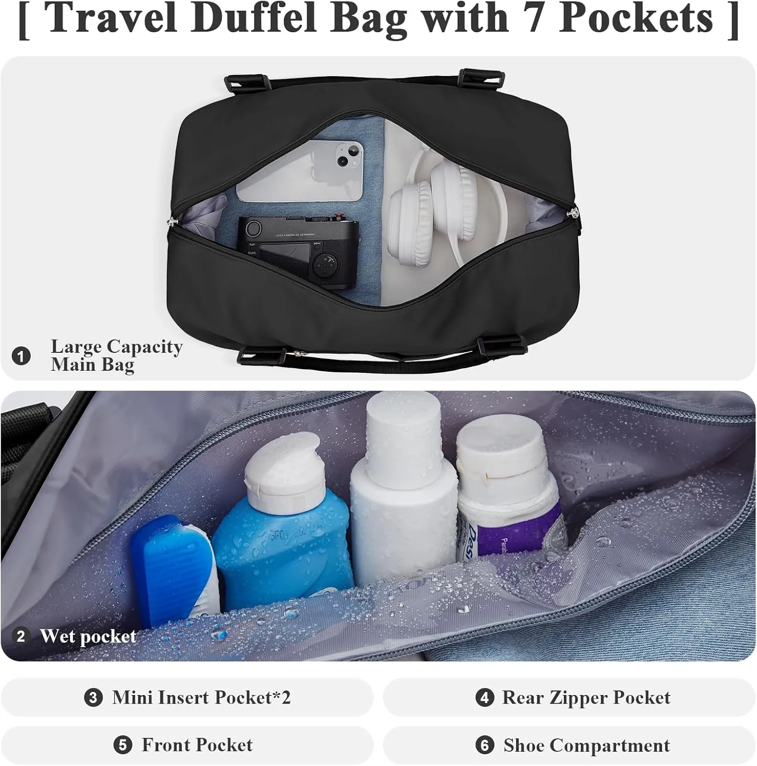 Travel Duffel Bag with Shoes Compartment, Overnight Weekender Bags for Women,Carry on Personal Item Bag，Extra Large