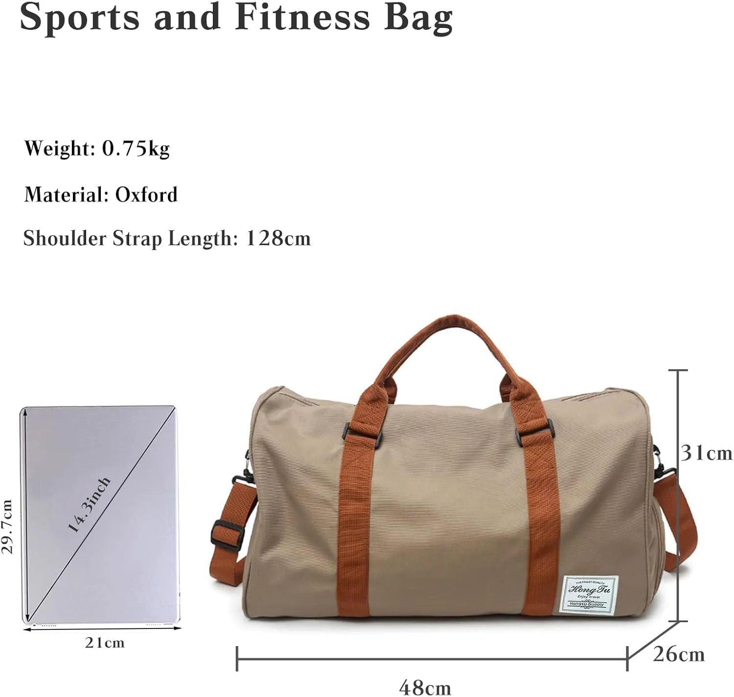 Travel Duffel Bags for Women/Men Sport Duffel Bag Large Gym Tote Bag Weekend Shoulder Bag Overnight Bag Hospital Bag Carry On Luggage with Shoe Compartment for Sport Gym Travel Khaki
