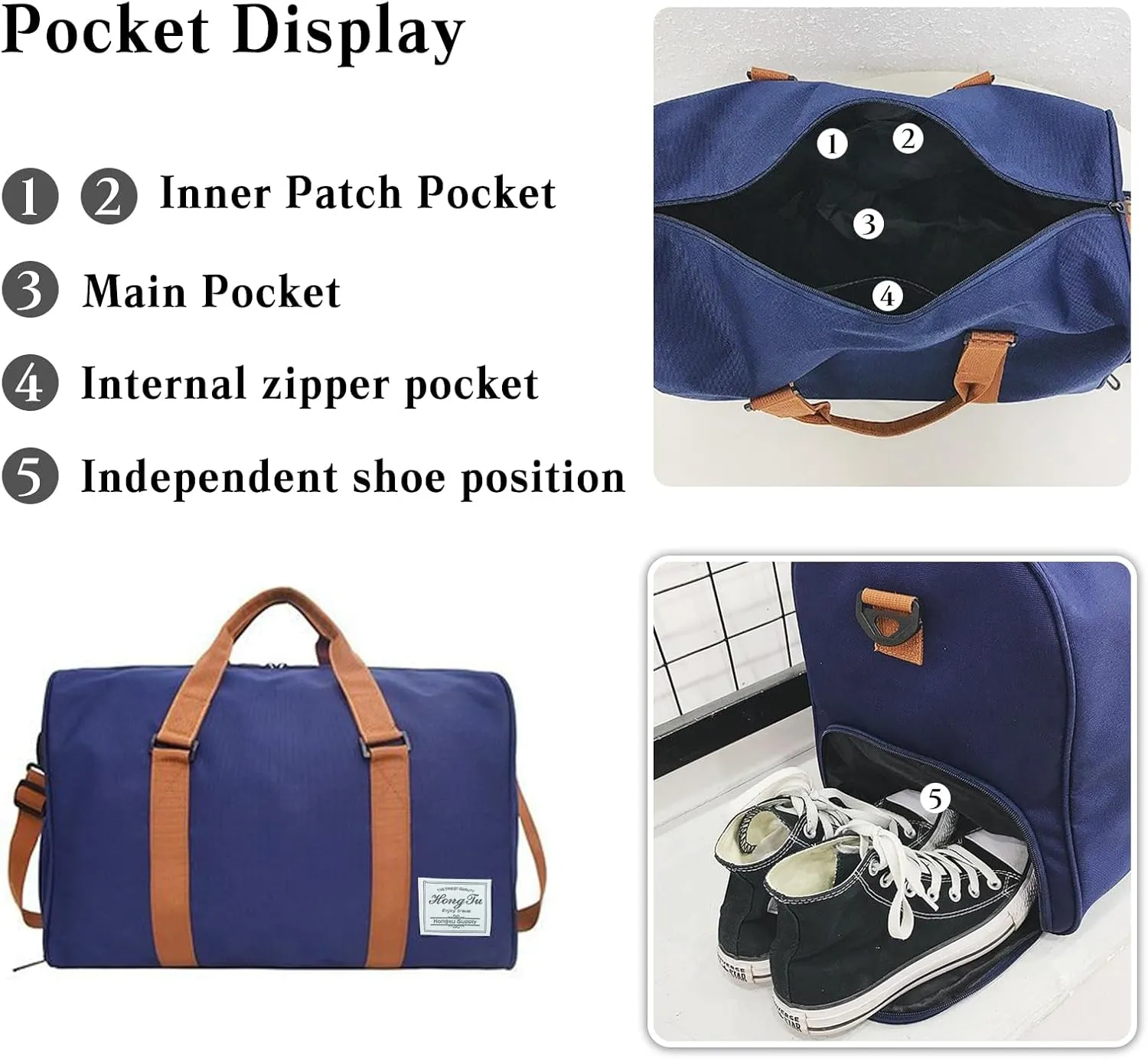 Travel Duffel Bags for Women/Men Sport Duffel Bag Large Gym Tote Bag Weekend Shoulder Bag Overnight Bag Hospital Bag Carry On Luggage with Shoe Compartment for Sport Gym Travel Khaki