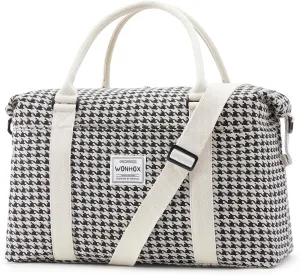 Travel Duffel Bag,Waterproof Duffel Gym Tote Bag Personal Item Bag,Large Sports Weekender Carry On Overnight Bags for Women with Wet Pocket,Duffel Hospital Bag,Houndstooth Black