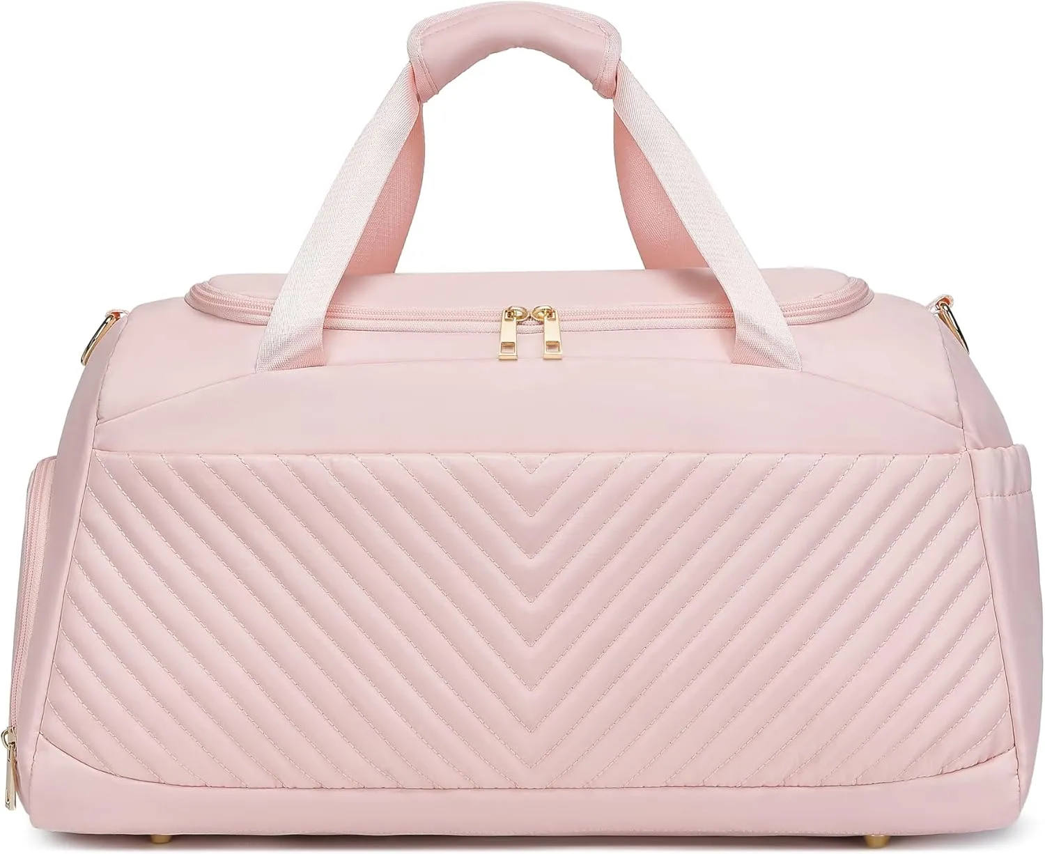 Travel Duffel Carry On Oversized Travel Duffel With Shoe Pouch Gym Weekend Bag (PINK)