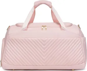 Travel Duffel Carry On Oversized Travel Duffel With Shoe Pouch Gym Weekend Bag (PINK)