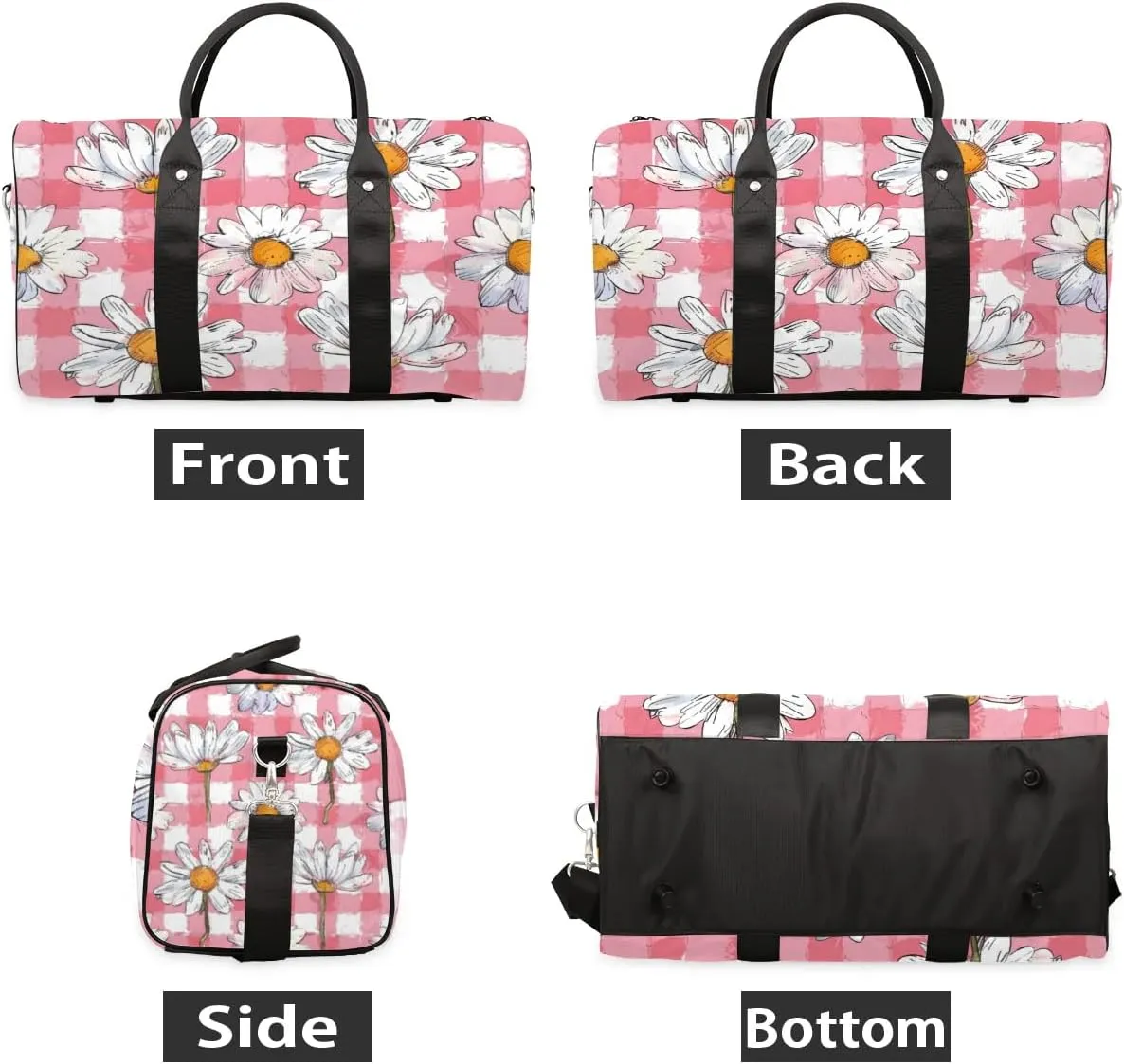 Travel Duffle Bag Daisy Plaids Gym Bags for Men Women Travel Duffel Bags with Adjustable Shoulder Strap Carry On Weekender Bag