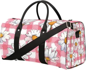 Travel Duffle Bag Daisy Plaids Gym Bags for Men Women Travel Duffel Bags with Adjustable Shoulder Strap Carry On Weekender Bag