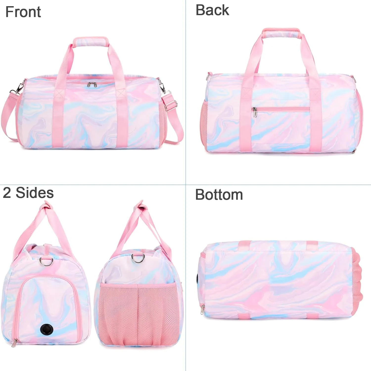 Travel Duffle Bag for Girls - Water Resistant Overnight Weekend Carry On Sports Gym Dance Bag with Shoe Compartment