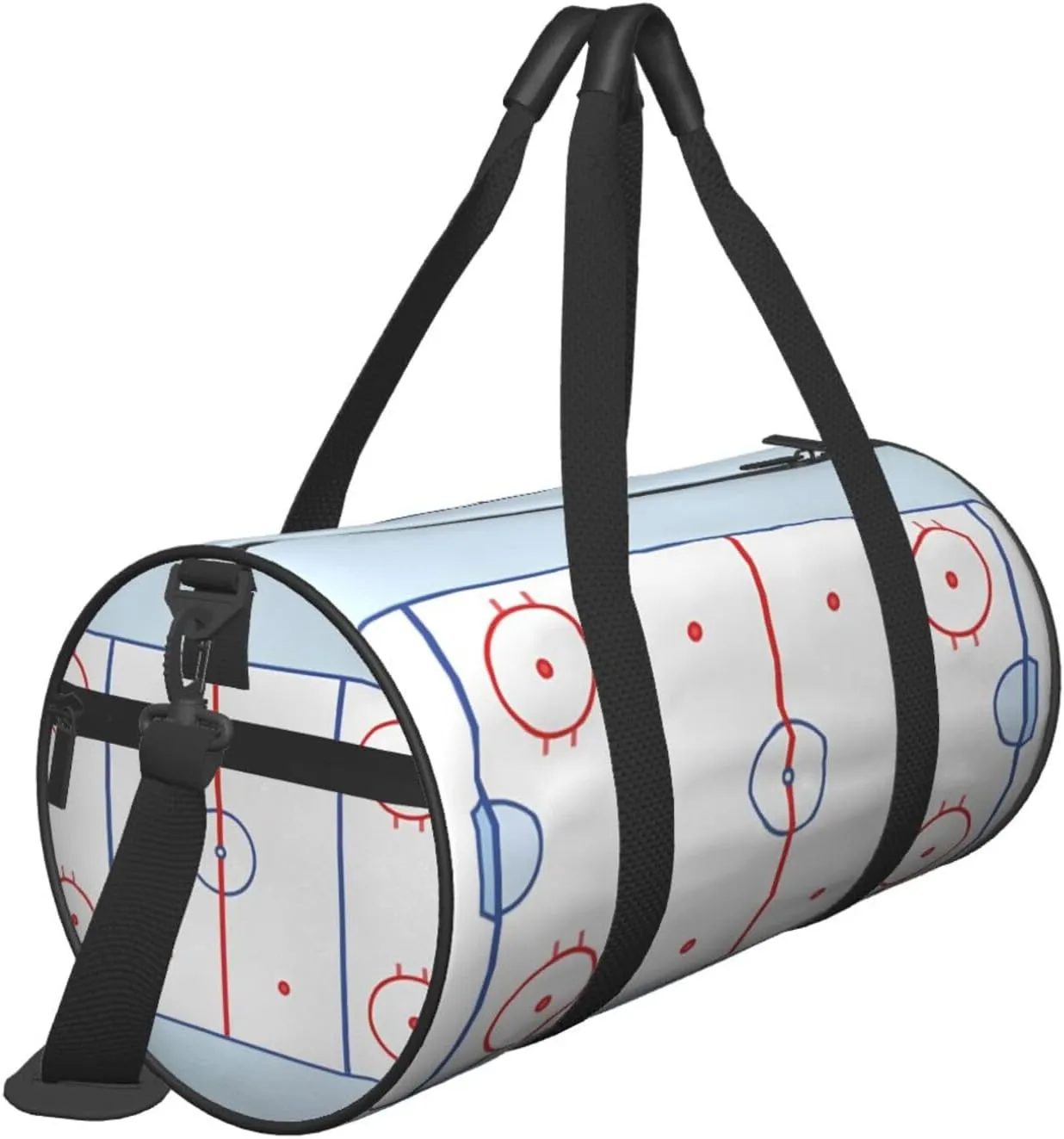 Travel Duffle Bag for Men Women, Hockey Field Blue Tones Red Duffle Bags for Sport Gym Overnight Luggage