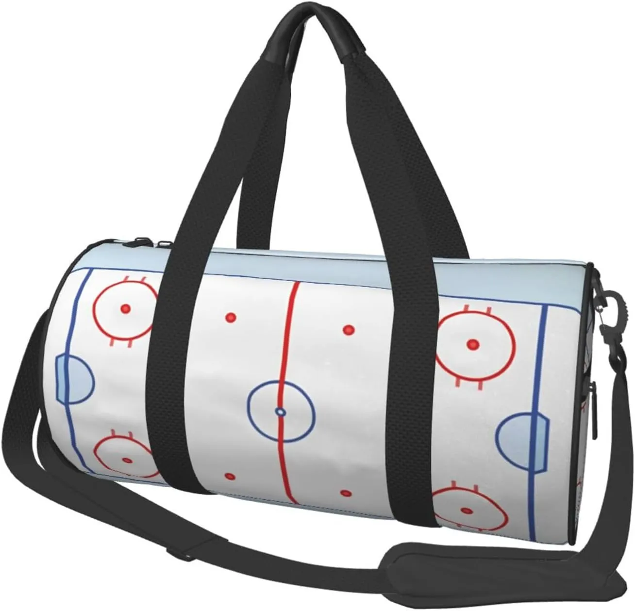 Travel Duffle Bag for Men Women, Hockey Field Blue Tones Red Duffle Bags for Sport Gym Overnight Luggage