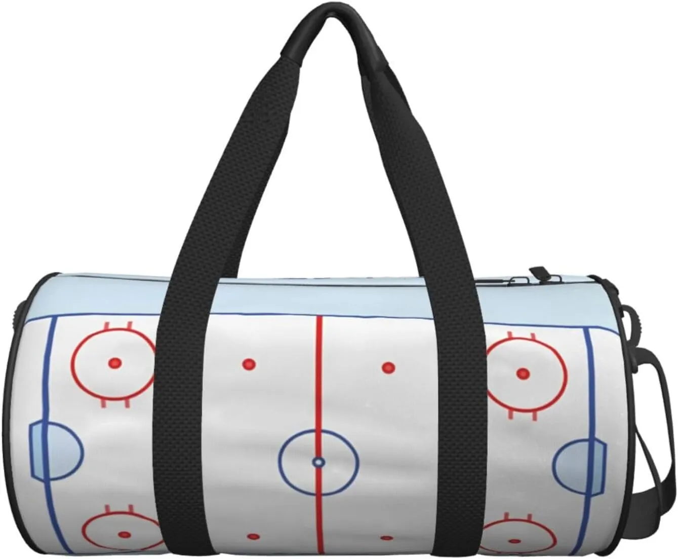 Travel Duffle Bag for Men Women, Hockey Field Blue Tones Red Duffle Bags for Sport Gym Overnight Luggage