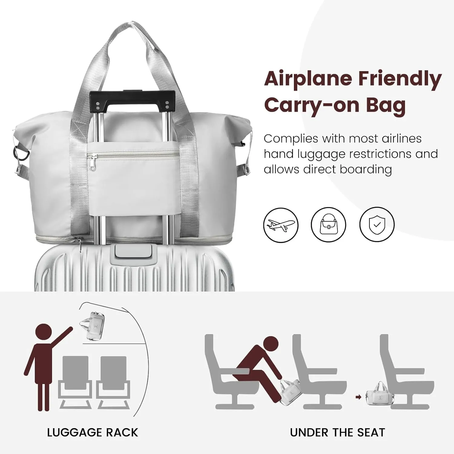 Travel Duffle Bag - Overnight Shoulder Bag for Women, Waterproof Weekender Bag Carry On Tote Bags Tote Gym Bag for Women