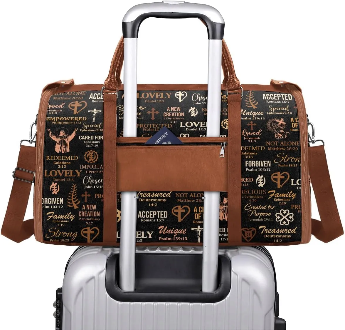 Travel Duffle Bag - Personalized Leather Foldable Travel Bag First Bump, Gifts For Dad, Mom On Father's Day, Christmas, Birthday (Fabric, God Say I Am Brown)