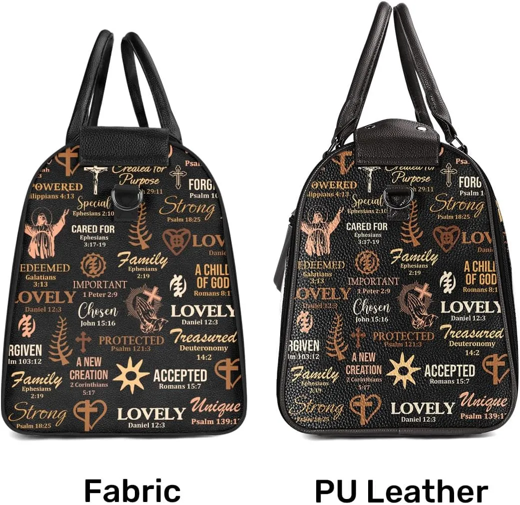 Travel Duffle Bag - Personalized Leather Foldable Travel Bag First Bump, Gifts For Dad, Mom On Father's Day, Christmas, Birthday (Fabric, God Say I Am Brown)
