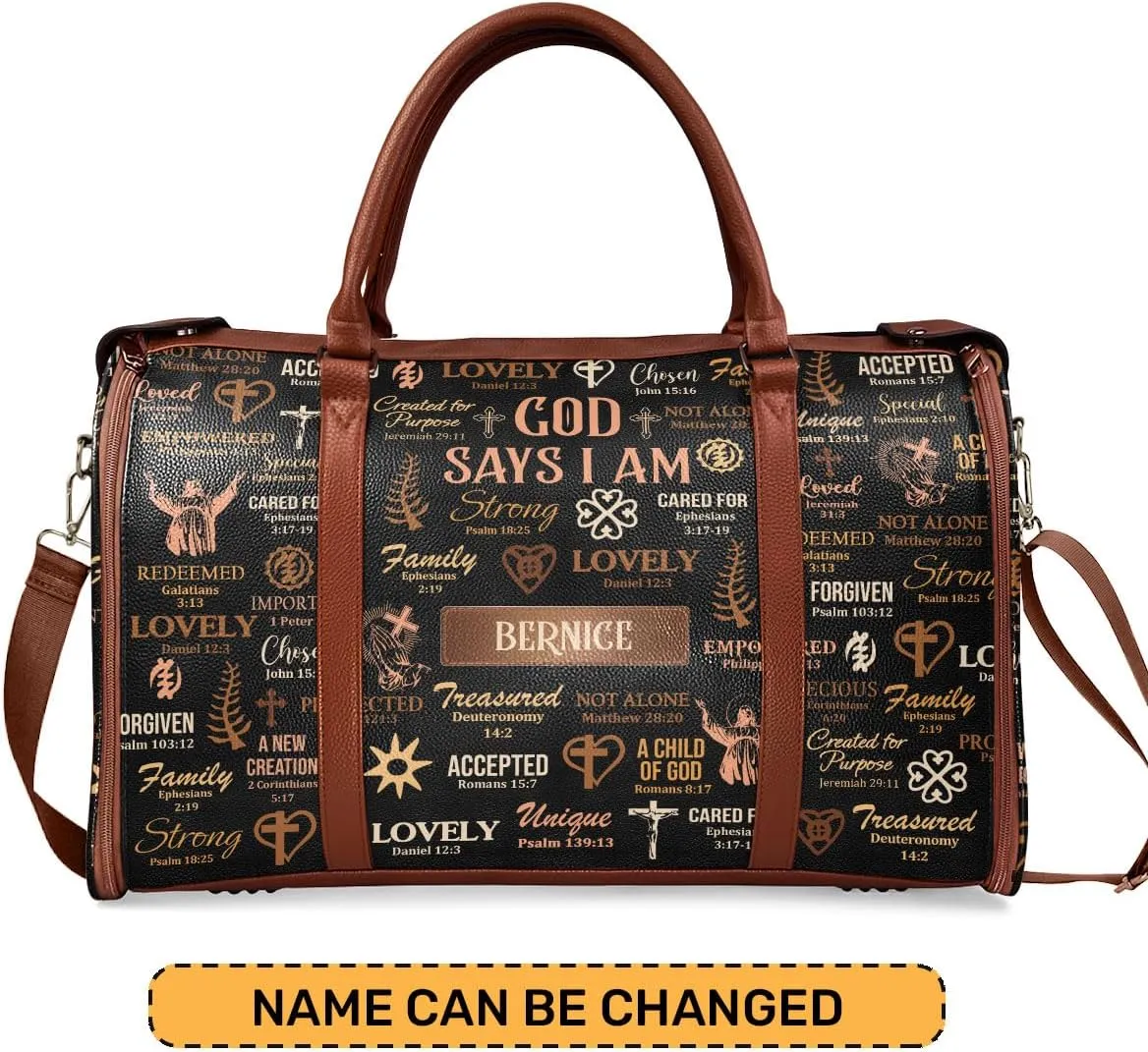 Travel Duffle Bag - Personalized Leather Foldable Travel Bag First Bump, Gifts For Dad, Mom On Father's Day, Christmas, Birthday (Fabric, God Say I Am Brown)