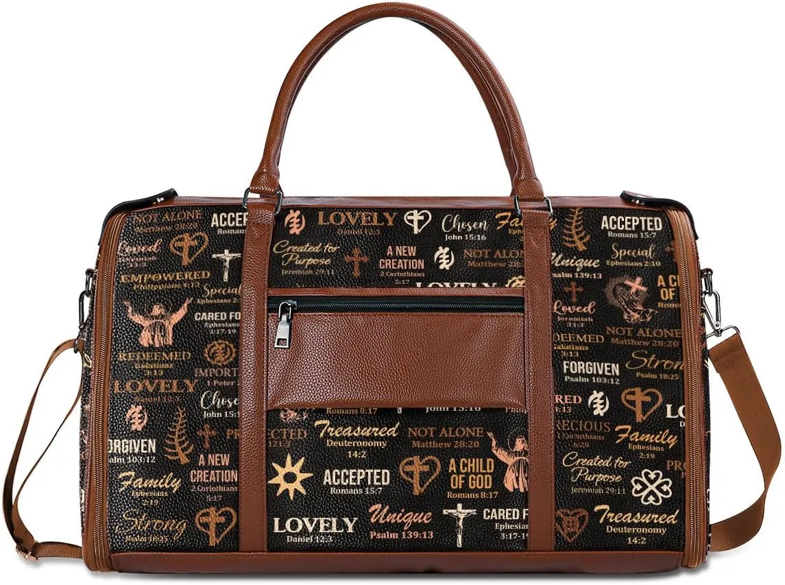 Travel Duffle Bag - Personalized Leather Foldable Travel Bag First Bump, Gifts For Dad, Mom On Father's Day, Christmas, Birthday (Fabric, God Say I Am Brown)