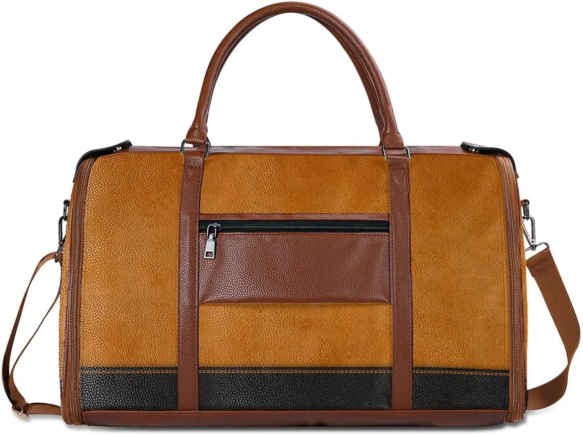 Travel Duffle Bag - Personalized Leather Foldable Travel Bag First Bump, Gifts For Dad, Mom On Father's Day, Christmas, Birthday (Fabric, Not All Those Who Wander Are Lost Brown)