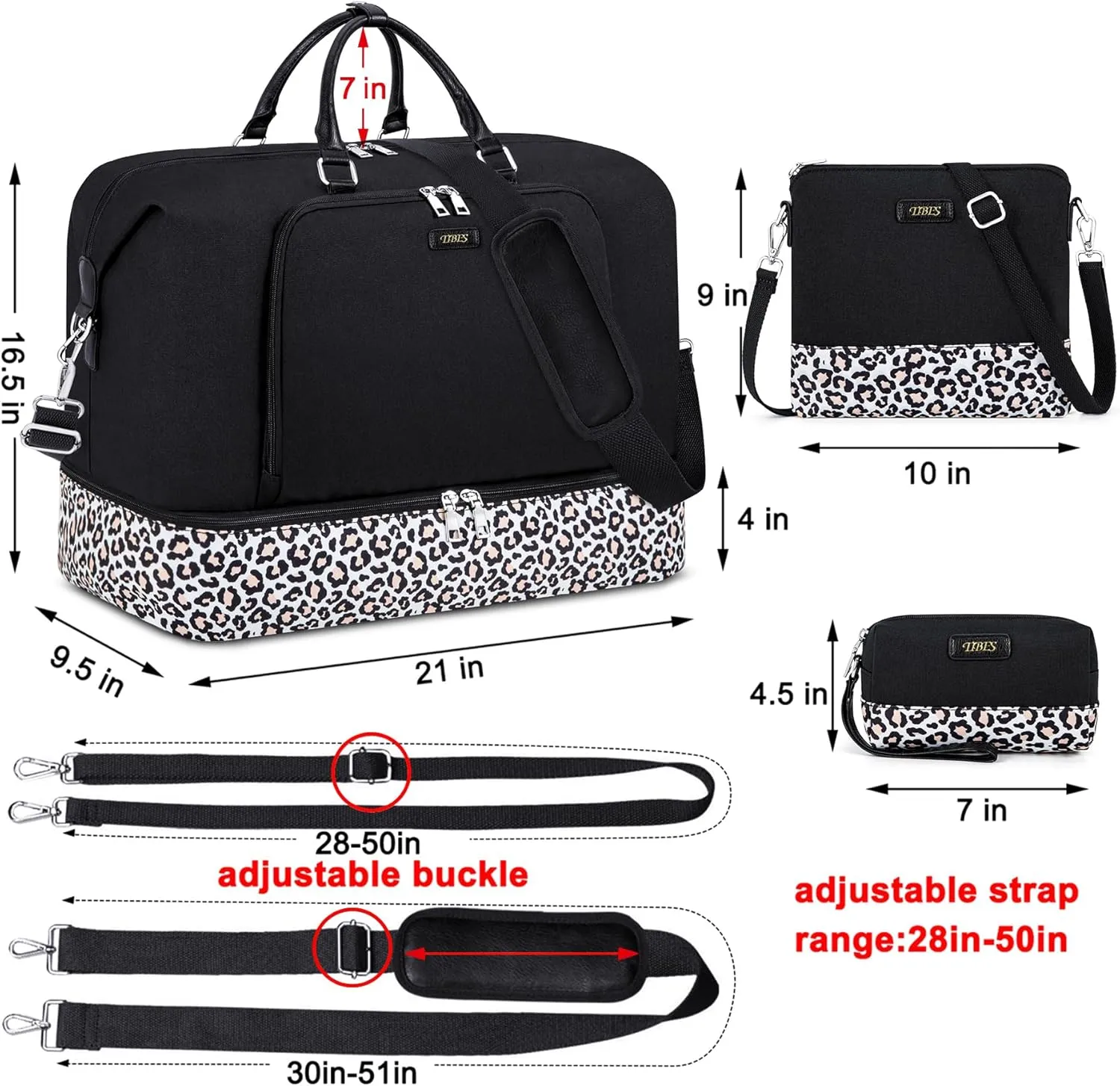 Travel Weekender Bag for Women, Overnight Bag with Shoe Compartment, Oversized Travel Duffel Bag Carry On Tote with Trolley Sleeve 21" for Weekend Travel Business Trip